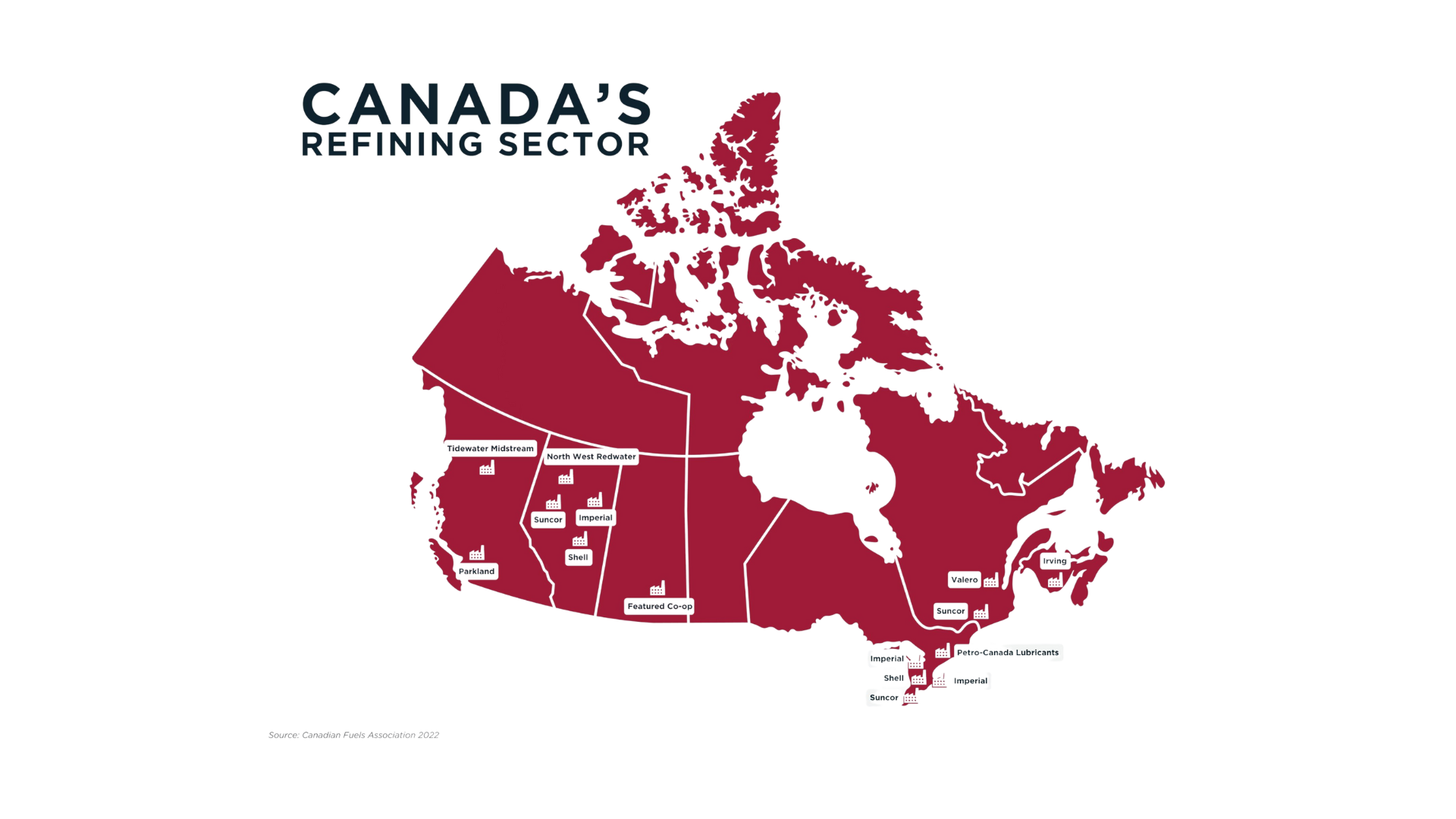 Map of Canada's oil refineriesa