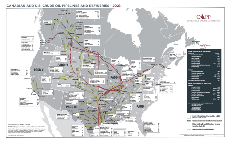 Map of Canada's oil and gas pipelines